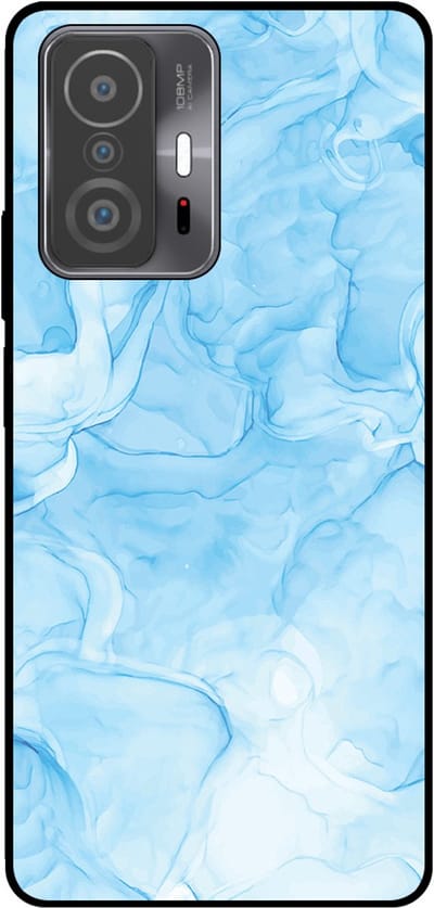 Smartphonica Telefoonhoesje Geschikt voor Xiaomi 11T / 11T Pro met marmer opdruk - TPU backcover case marble design - Lichtblauw geschikt voor Xiaomi 11T;Xiaomi 11T Pro