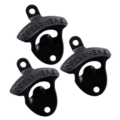 carmdering - Bieropener muur - Flesopener - Opener - Bier accessoires - Muurbevestiging - Metaal - Zwart -3 Stuk