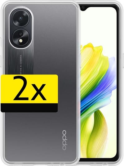 Hoesje - 2 Stuks - Geschikt voor OPPO A18 - Sterk & Shockproof - Case Siliconen - Back Cover - Telefoon Hoes - Telefoonhoesjes - Transparant