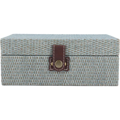 Boîte de Rangement en Bois Forme Cuboïde Type à Rabat Organisateur de Bijoux Étui Maison Bleu Brumeux L gray