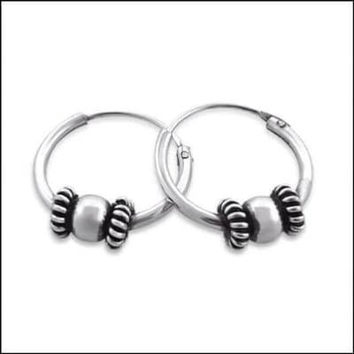 Aramat Jewels | Oorringen | 925 Zilveren Bali Oorringen Geoxideerd - Etnisch Design | 12mm / Middelburg | |2mm | Zilver | Kinderen, Volwassenen | Verkleurd niet