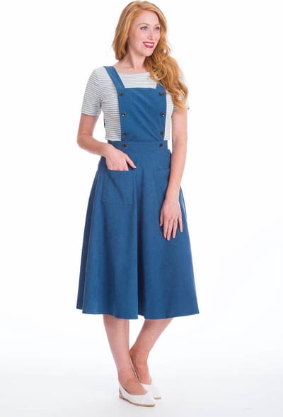 Dancing Days - BOOK SMART PINAFORE Flare jurk - XS - Blauw