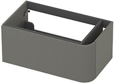 INK - Rechts Afgeronde Onderkast Gelakt 1 Lade Softclose met Gefreesd Front Tbv Grepen - 800x450x350 Mm - Mat Beton Groen