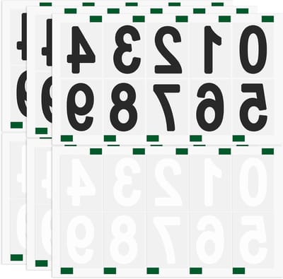 Allecto Plus - Reflecterende Cijferstickers voor Nummerplaat - 60 stuks - Weerbestendig - Zelfklevend - Huisnummer Stickers - Vuilnisbak Stickers - 0-9 Nummers - Brievenbus Stickers - 6 Vellen
