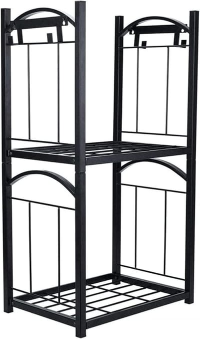 Houtopslag Rek - Haardhout Houder - Buiten Gebruik - Compact Ontwerp - 76 cm Hoog - Zwart