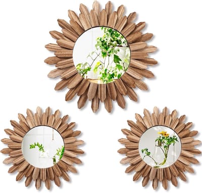 Ronde Boho wandspiegels - 3 stuks - 30 cm - Decoratieve muurkunst