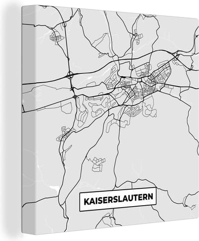 Canvas Schilderij Stadskaart - Duitsland - Plattegrond - Kaiserslautern - Kaart - 20x20 cm - Wanddecoratie