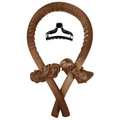 Heatless Curling Rod Hoofdband Geen warmte Zijden lint Curling Rod Haarroller Krullen met haarklauwclip Lazy Natural Soft Wave DIY Haarrollers Stylingtool voor slaap tijdens de nacht, chocolade kleur