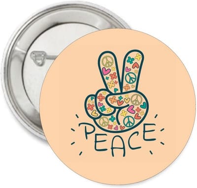Button Peace Retro Flowers - button - vrede - peace - flowers - retro - festival