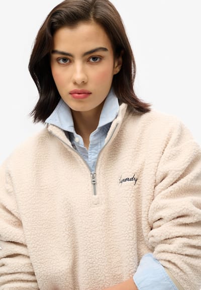Superdry - Country Club jas met borgvoering en korte rits - Dames - Truien