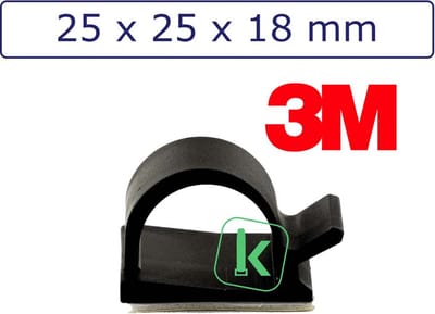 PRO-TIE® - 3M Zelfklevende kabelclips/kabelklemmen 25 x 25 x 18 mm Zwart UV bestendig (Zak 100 stuks)