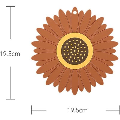 1 stuks Siliconen Onderzetter Schattige Zonnebloem Anti-brandwonden Mat, Warmte-isolerende Pad voor Borden, Zachte Siliconen Eetmat Tafel Anti-slip Onderzetter bruin