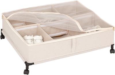 5Five Dressy Kledingopberger voor onder bed met wieltjes - 66x60x22cm - Beige