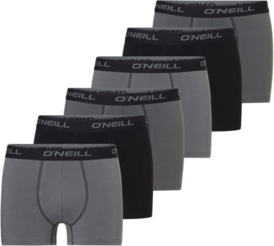 O'Neill Heren Boxershorts Trunks 6-Pack Zwart/Grijs - Maat XXL