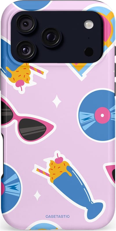 Casetastic hoesje geschikt voor Apple iPhone 17 Pro Max - MagSafe - Dubbellaagse bescherming - Jukebox vibes - Fashion Case - Lichtroze Lavendel Wit Lichtblauw