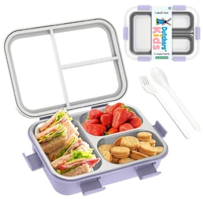 Dutchers® RVS Lunchbox Met Bestek - 850ML - Praktisch, Veilig & Compleet - Geïntegreerd Bestekvakje - RVS Broodtrommel Kinderen - RVS Lunchbox Kind - Lekvrij - Vrij van Schadelijke Stoffen - RVS Broodtrommel Kind - Bentobox Kind - Ideaal voor School