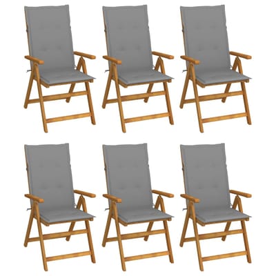 vidaXL - Inklapbare - stoelen - 6 - st - met - kussens - massief - acaciahout