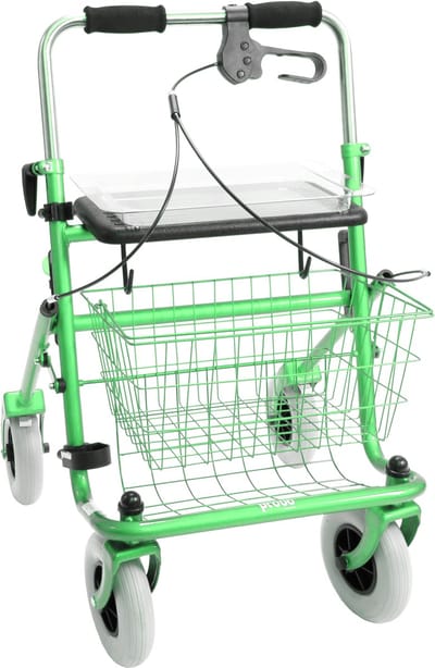 Rollator 43 cm zitbreedte - Premis Provo - Tot 120 kg - In hoogte verstelbaar - Duwbeugel - Eenzijdig geremd links - Passieve rem - Metallic Appelgroen