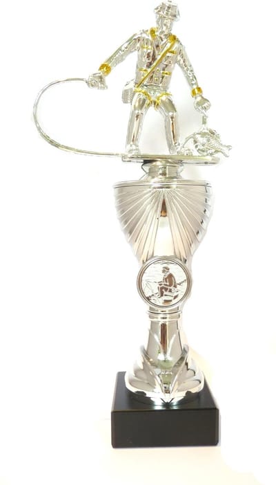 Vissersbeker 24 cm Kantvissen Zilver - Vistrofee Vissen Prijs Viswedstrijd Beker Trofee