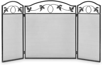Inklapbaar vonkscherm voor open haard - metalen spatbescherming - 3 panelen - 127 x 74 cm - zwart