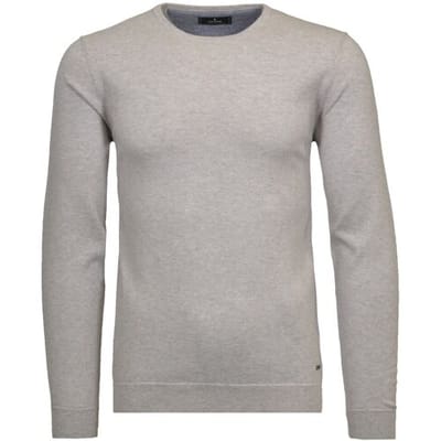Ragman Trui Supersoft Knit Pullover Knitted Elbow Patches Licht Grijs Melange / male