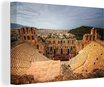 Canvas Schilderij Athene - Griekenland - Amfitheater - 30x20 cm - Wanddecoratie