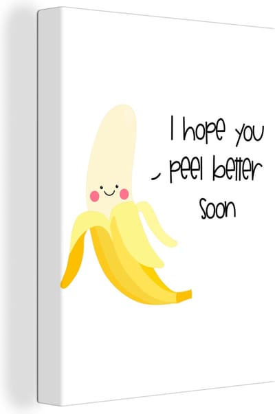Canvas Schilderij Sterkte - Quotes - Fruit - Bananen - 30x40 cm - Wanddecoratie