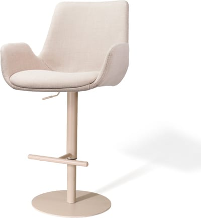 Nolon Niva-Eef Draaibare Tulp Barkruk Beige - Verstelbaar - Beige Onderstel - Japandi - Armleuning - Comfortabel