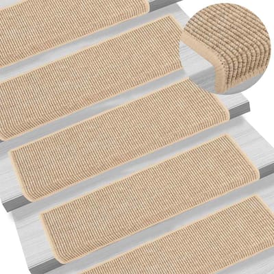 vidaXL - Trapmatten - 15 - st - 65x21x4 - cm - lichtbeige - met - rechthoekige - rand