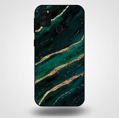Smartphonica Telefoonhoesje voor Samsung Galaxy M31 met marmer opdruk - TPU backcover case marble design - Groen Goud geschikt voor Samsung Galaxy M31
