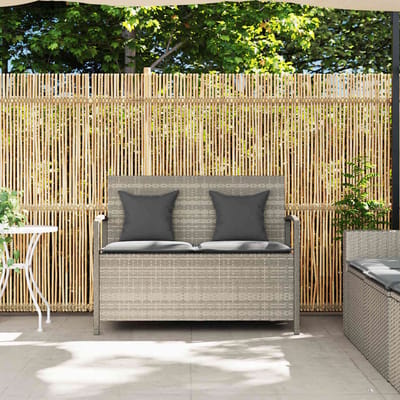 vidaXL - Tuinbank - met - kussen - poly - rattan - lichtgrijs