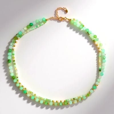 Cavill - 113 7 ct Australische Chrysopraas Halsketting - 925 Sterling Zilver Verguld - Elegant Dames Sieraad met Zoetwaterparels