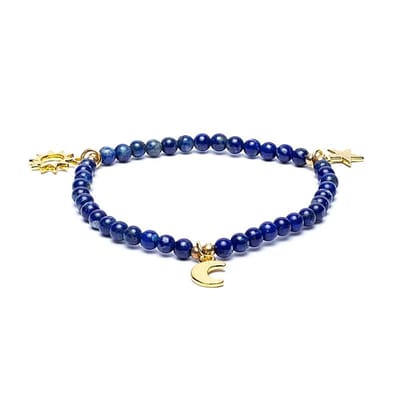 Armband lapis elastisch met sterren/maan/zon bedels