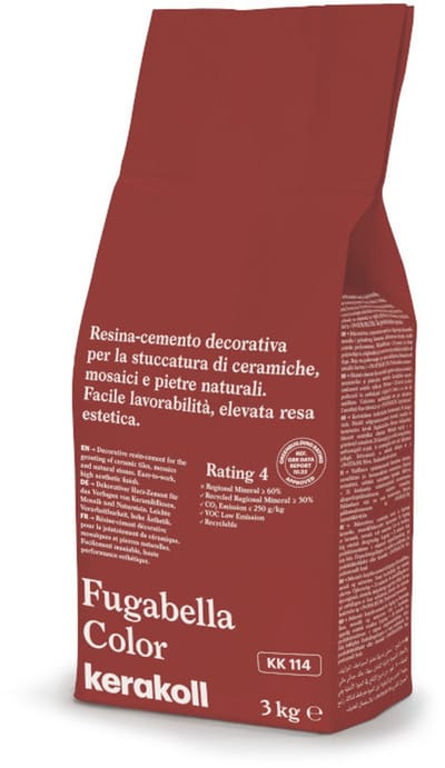 Kerakoll Fugabella Voegmiddel KK114 - Kleur 114 Rood Bruin - 3 kg Voegmortel voor Tegels & Natuursteen - Verkrijgbaar in 50 Kleuren - Greenbuild rating 4