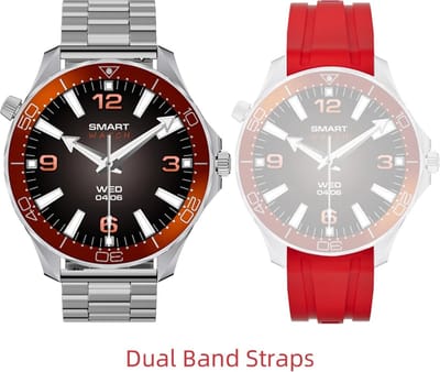 Pro Care Excellent Quality® Smartwatch 1.52 inch Dames Heren - Smartwatches - Bellen - AI Talk - O2 - Bloeddrukmeter - Hartslag - Wireless Laden - Message - Multisport - Slaapmeter - Alu Zilveren Case - RVS Zilveren Band - Gratis TPU Band Oranje