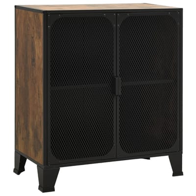 vidaXL - Opbergkast - 72x36x82 - cm - metaal - en - MDF - rustiek - bruin
