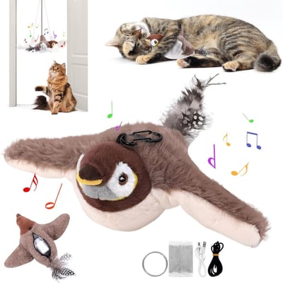 Flapping Bird Cat Toy, Vliegend Vogelspeelgoed, Katten Speelgoed Flapping Bird, Interactief Realistisch Pluche Kattenkruid Speelgoed Voor Katten, Oplaadbaar Interactief Kattenspeelgoed