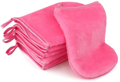 NTHProducts - Flannel Face Mittens - Herbruikbare Makeup Remover Handschoenen - Zacht en Absorberend - Rood Roos - Ideaal voor Reiniging - Set van 6