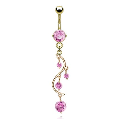 Navelpiercing hart fijne hanger - goud roze - LMPiercings