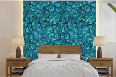 Behang - Fotobehang Design - Vintage - Blauw - Turquoise - Breedte 240 cm x hoogte 240 cm