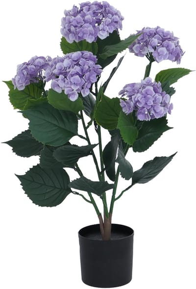 Kunsthortensia MCW-Q86, decoratieve plant, kunsthortensia, kunstplant, voor buiten, polyethyleen, 64x40x40 cm ~ paars