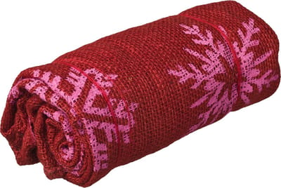 Nature plantenhoes jute - H100 x D75 cm - rood wintermotief - anti-vorst planten beschermhoes