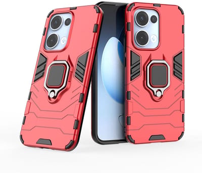MobyDefend Hoesje - Geschikt voor Oppo Reno13 - Dubbelgelaagde Pantsercase Met Standaard - Rood