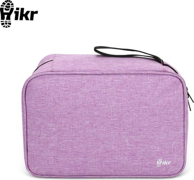 Hikr Toilettas met haak – Ophangbare reis toilettas – Extra ruim 6,7 liter – Waterdichte 300D Snowflake – Lichtgewicht & hangend – Voor dames en heren – Paars
