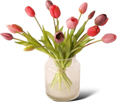 WINQ - Kunsttulpen in glasvaas Multicolor-15 Kunsttulpen-Incl. vaas-kunstbloemen