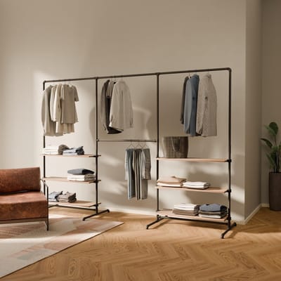 Dailygoods - Vrijstaand Kledingrek met Massief Eiken Planken - 140 kg Draagvermogen