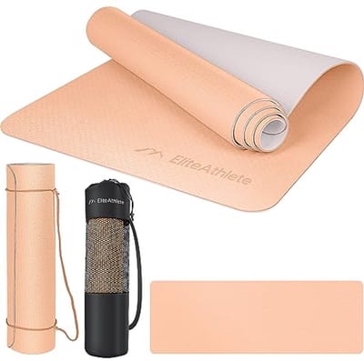 Yogamat voor Fitness, Pilates en Yoga - Antislip en Gevoerd, 183 cm x 61 cm x 0,6 cm, Inclusief Draagriem en Tas