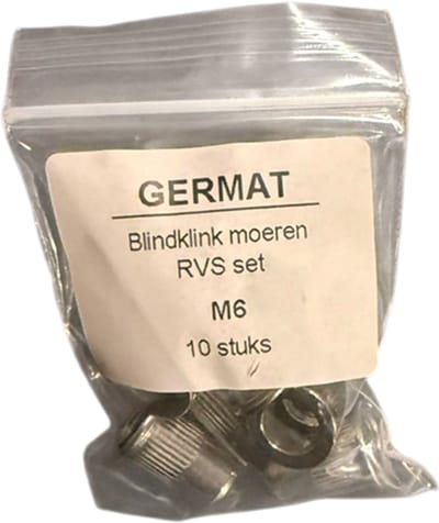 Germat Blindklinkmoeren M6 RVS – Popmoeren / Blindmoeren – 10 Stuks – Roestvrij Staal – Voor Dun Plaatmateriaal & Profielen – Professioneel