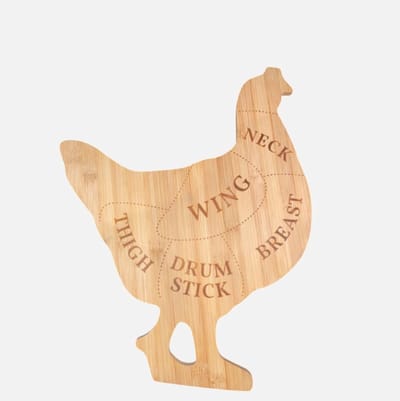 Snijplank kip vorm - Borrelplank - Charcuterie board - Houten snijplank - Serveerplank - Kaasplank - Snackplank - Hapjes plank - Bamboe - Cutting board - Keuken accessoire - 19x15 cm - Jonyx