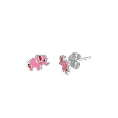 YO&NO - Oorbellen - Zilver -  Oorknoppen - Olifant - 7.5mm  - 5.6mm - Kinderen - Gerhodineerd - Zilver 925